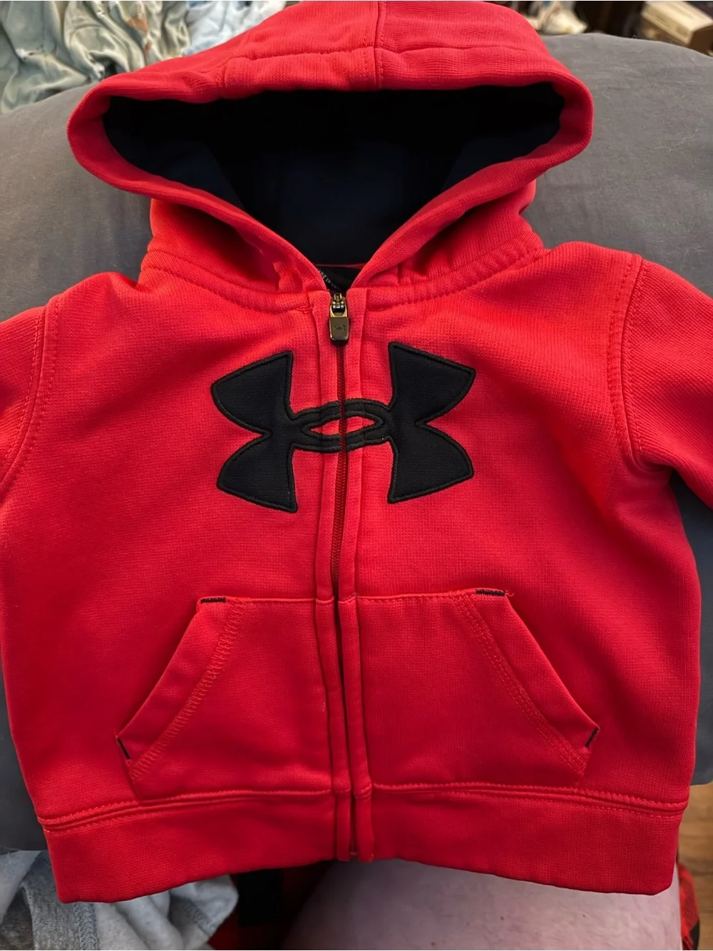 Under Armour Red Kids' Hooded Zip Sweatshirt with Black Logo
